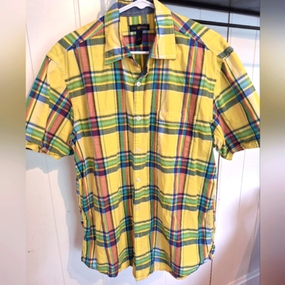 Club Room Other - Club Room Yellow Plaid Casual Shirt Size L Bold Colors Very Good Condition